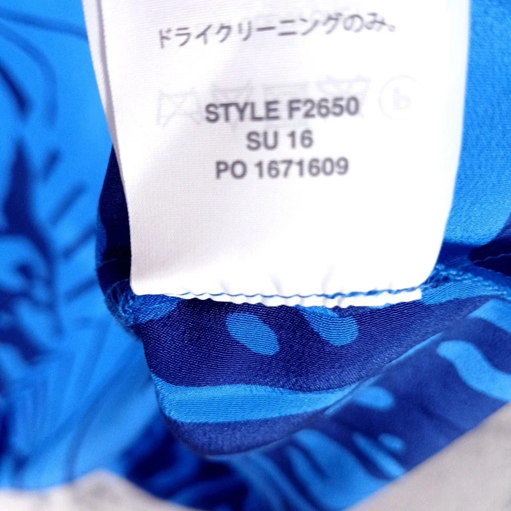J.Crew Silk Top Womens 12T Blue Tropical‎ Floral V-Neck Sleeveless Coastal Boho